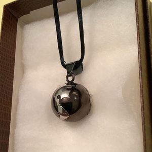 NEW Globe Harmony Ball - silver / grey-black metal necklace unisex